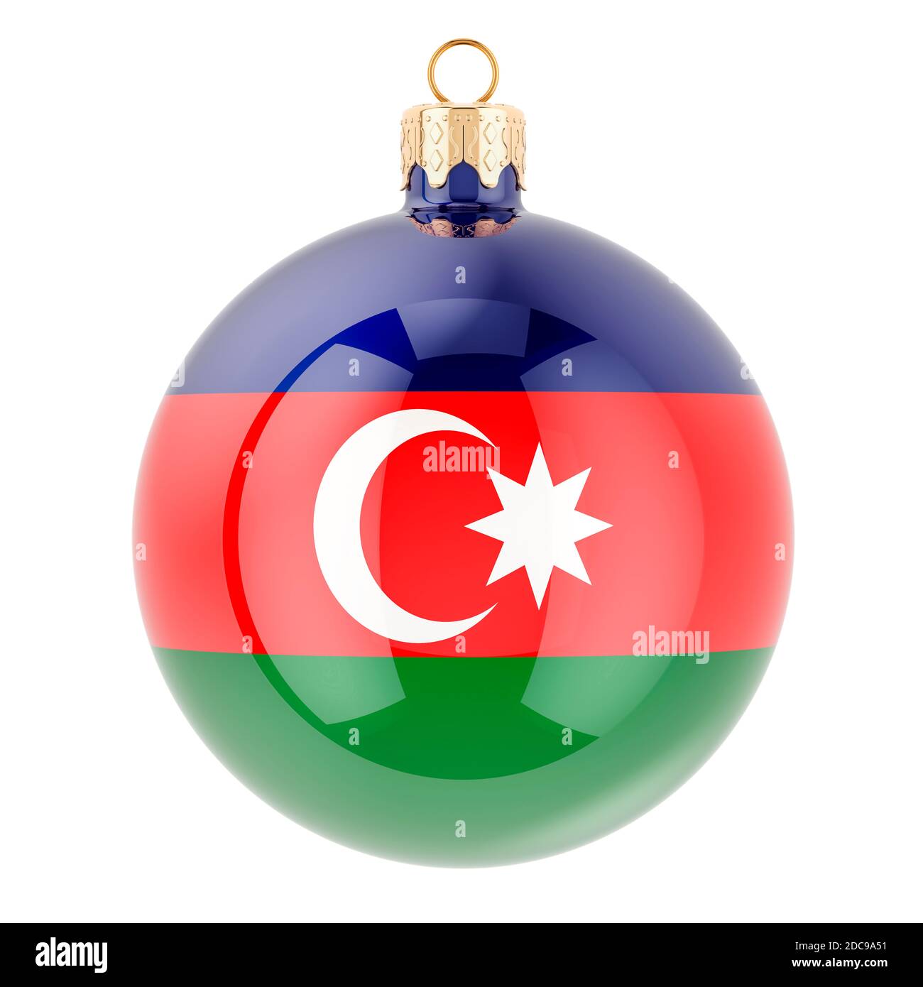 Christmas ball with Azerbaijani flag, 3D rendering isolated on white ...