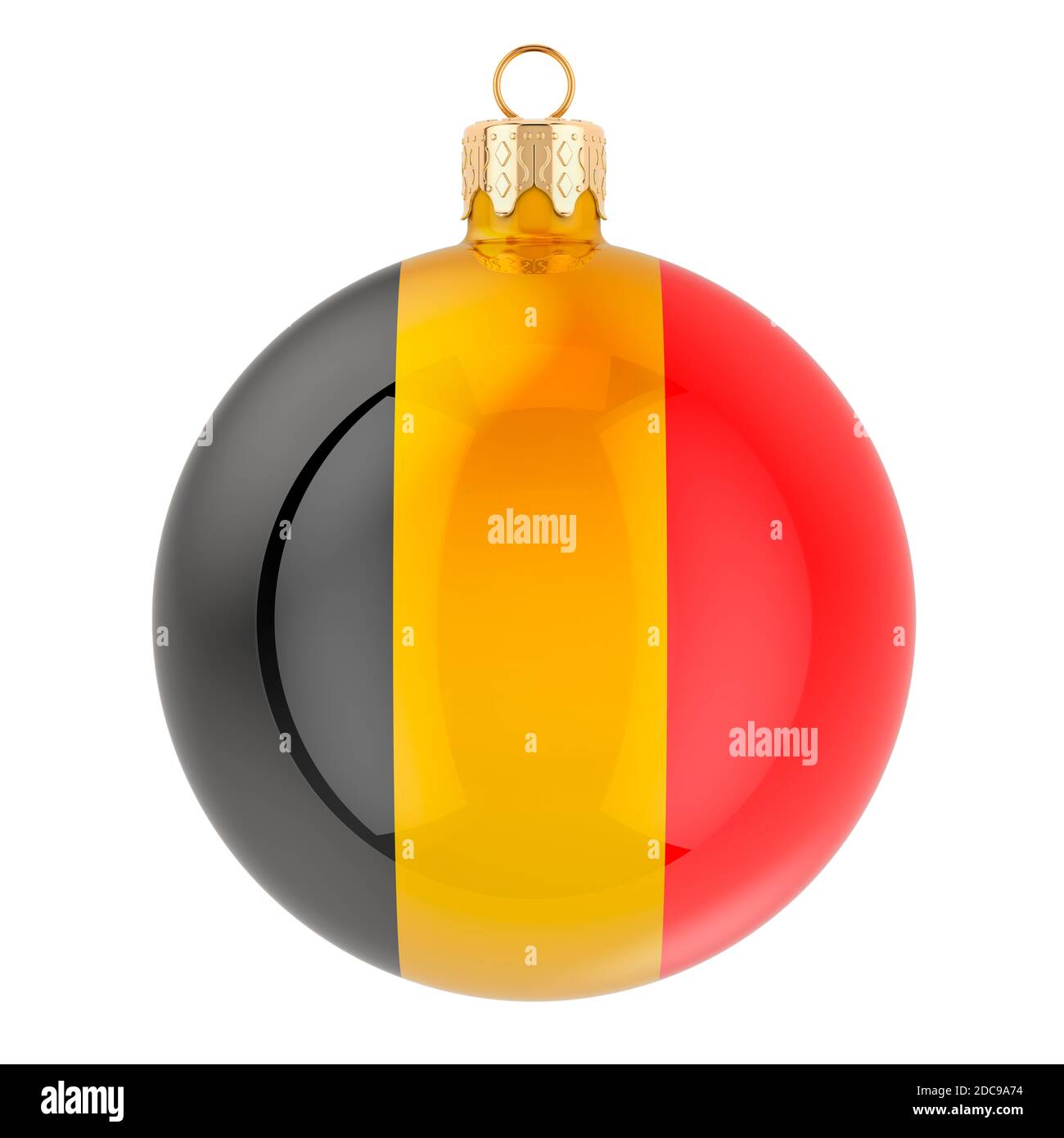 Christmas ball with Belgian flag, 3D rendering isolated on white ...