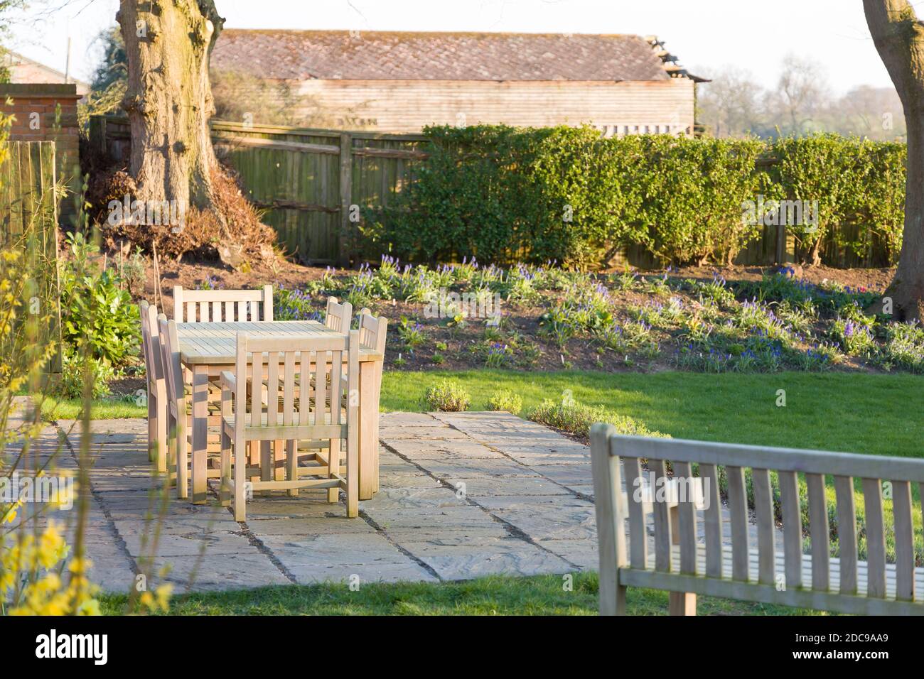 English country garden patio furniture hires stock photography and