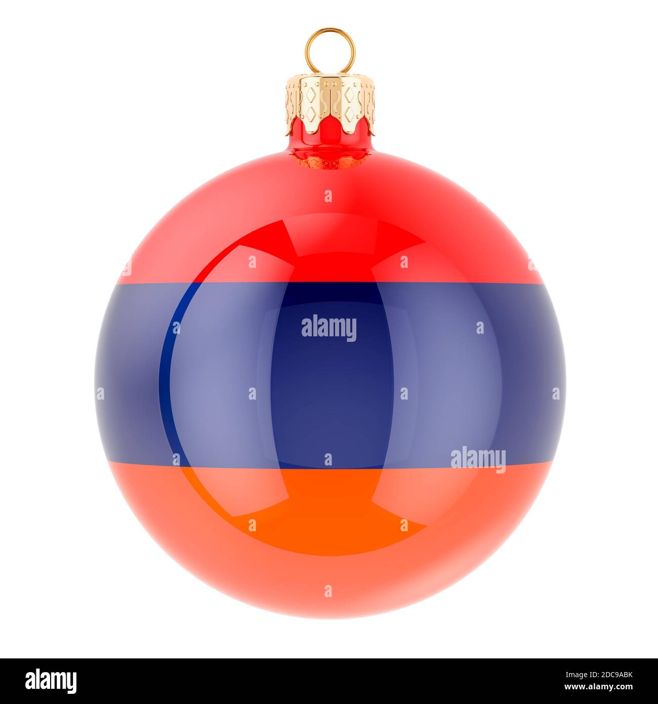 Christmas ball with Armenian flag, 3D rendering isolated on white ...