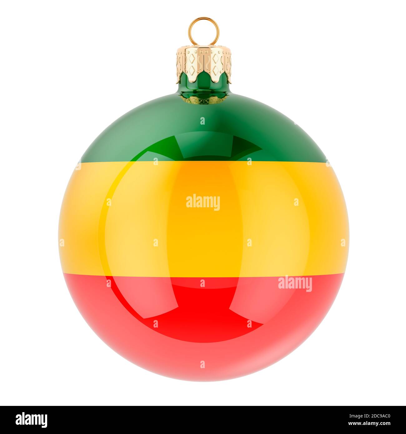 Ball Rasta Colors Christmas ball with Rastafarian flag, 3D rendering isolated on white ...