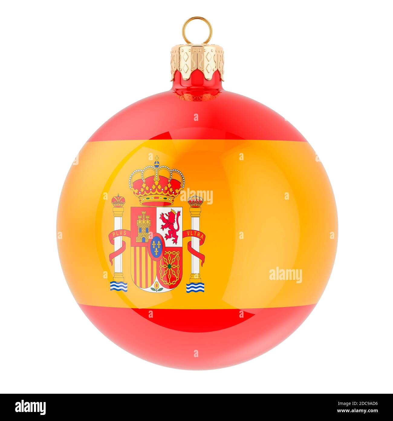 Christmas ball with Spanish flag, 3D rendering isolated on white background Stock Photo