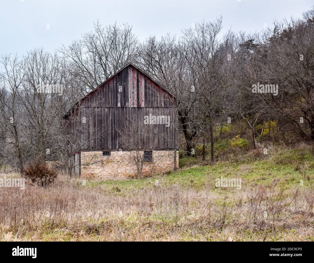 Vintage and weathered wooden Farmland agricultural buildings Stock