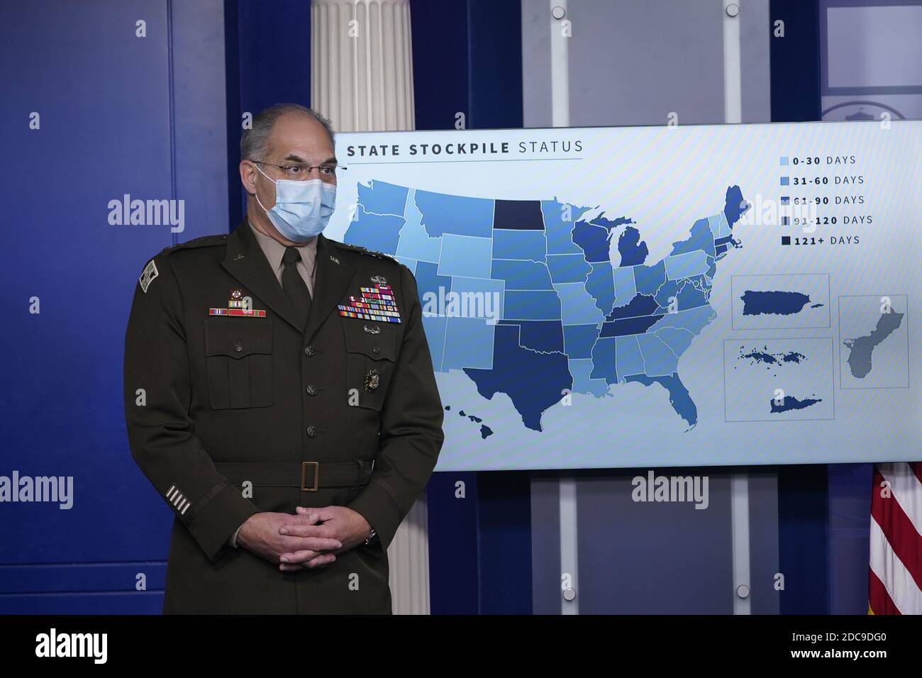 Washington, United States. 19th Nov, 2020. United States Army General Gustave F. Perna, chief operating officer, Operation Warp Speed, participates in a briefing with members of the White House Coronavirus Task Force at the White House in Washington, DC, on November 19, 2020. Photo by Chris Kleponis/Pool Credit: UPI/Alamy Live News Stock Photo