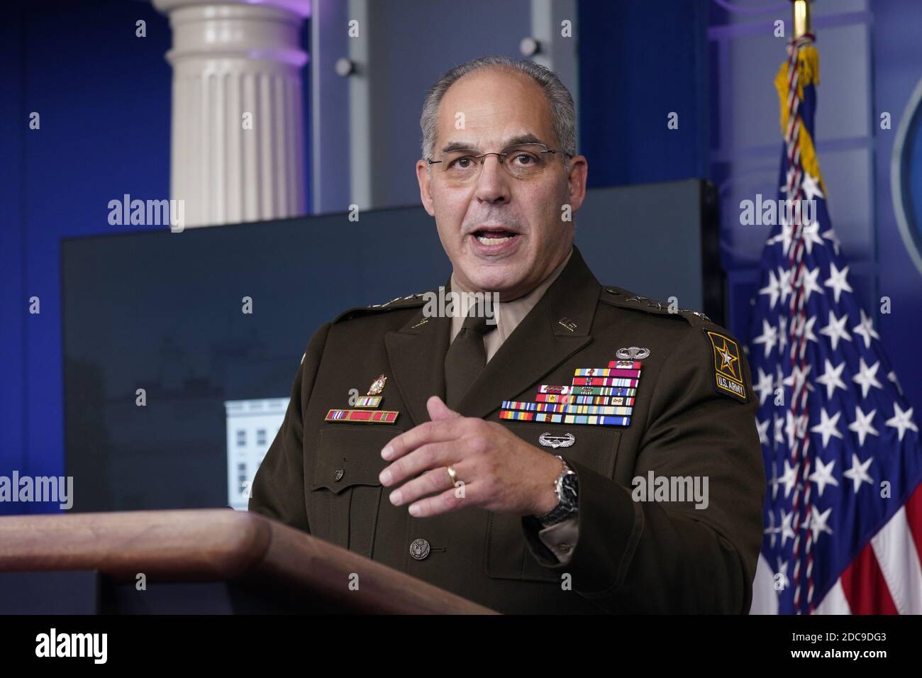 Washington, United States. 19th Nov, 2020. United States Army General Gustave F. Perna, chief operating officer, Operation Warp Speed, participates in a briefing with members of the White House Coronavirus Task Force at the White House in Washington, DC, on November 19, 2020. Photo by Chris Kleponis/Pool Credit: UPI/Alamy Live News Stock Photo