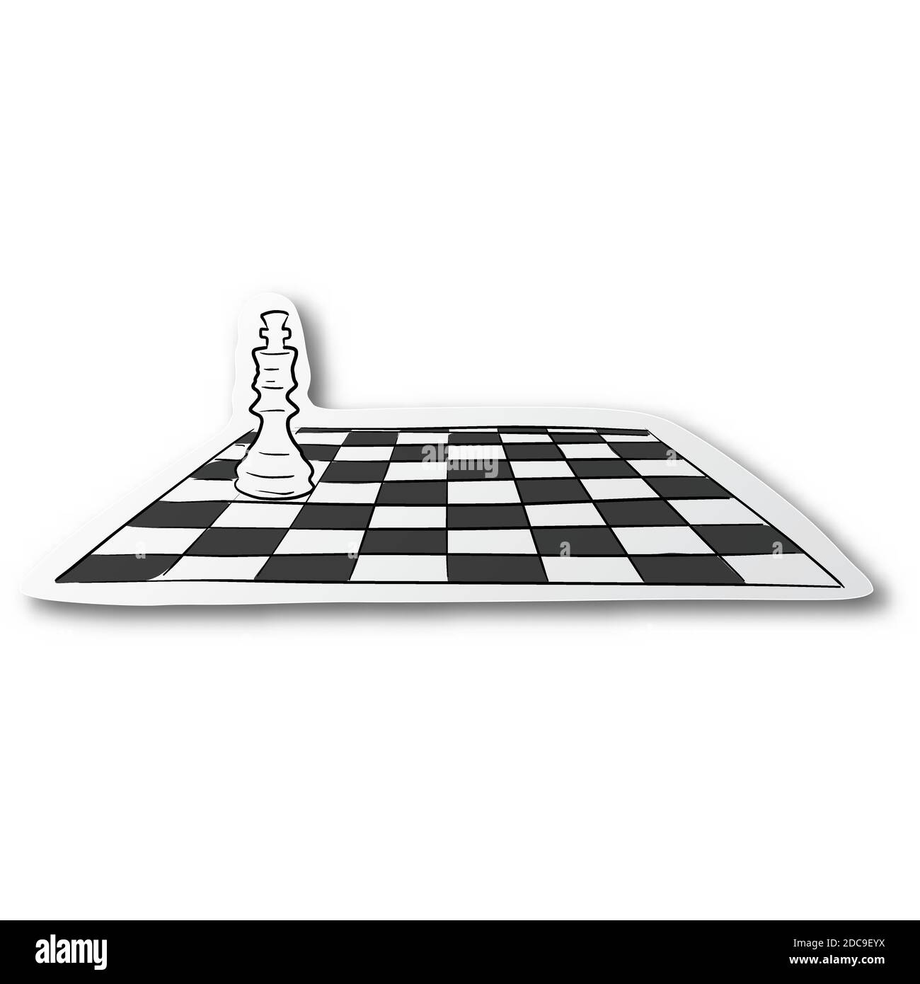 Pawn - chess piece isolated on white background. Hand drawn sketch