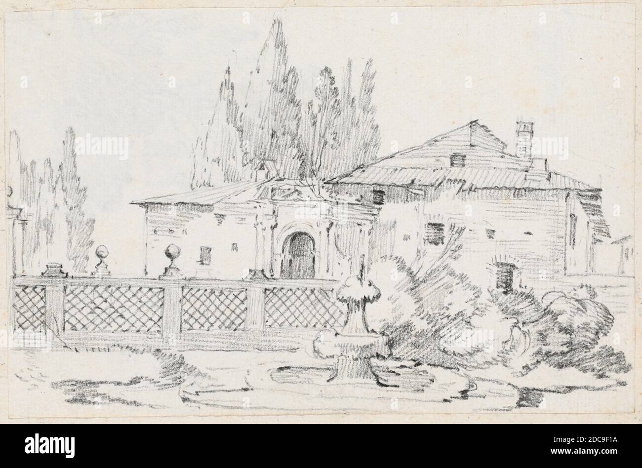 Joseph Marie Vien Artist French 1716 1809 House And Trees Across A Garden Wall 1744 1750 Graphite On Laid Paper Sheet 11 6 X 18 Cm 4 9 16 X 7 1 16 In Page Size 42 5 X 27 7 Cm 16 3 4 X 10 7 8 In Stock Photo Alamy