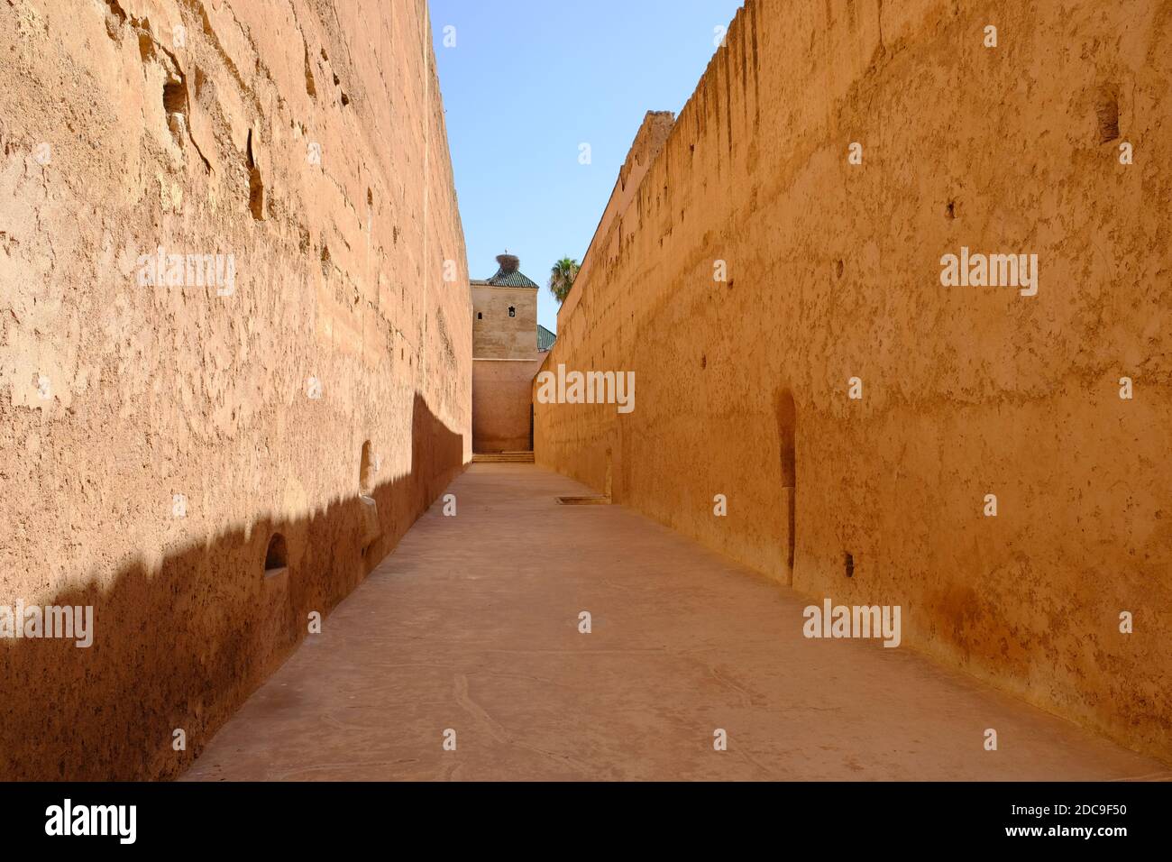 Morocco Marrakesh - El Badii Palace orange orange walls Stock Photo