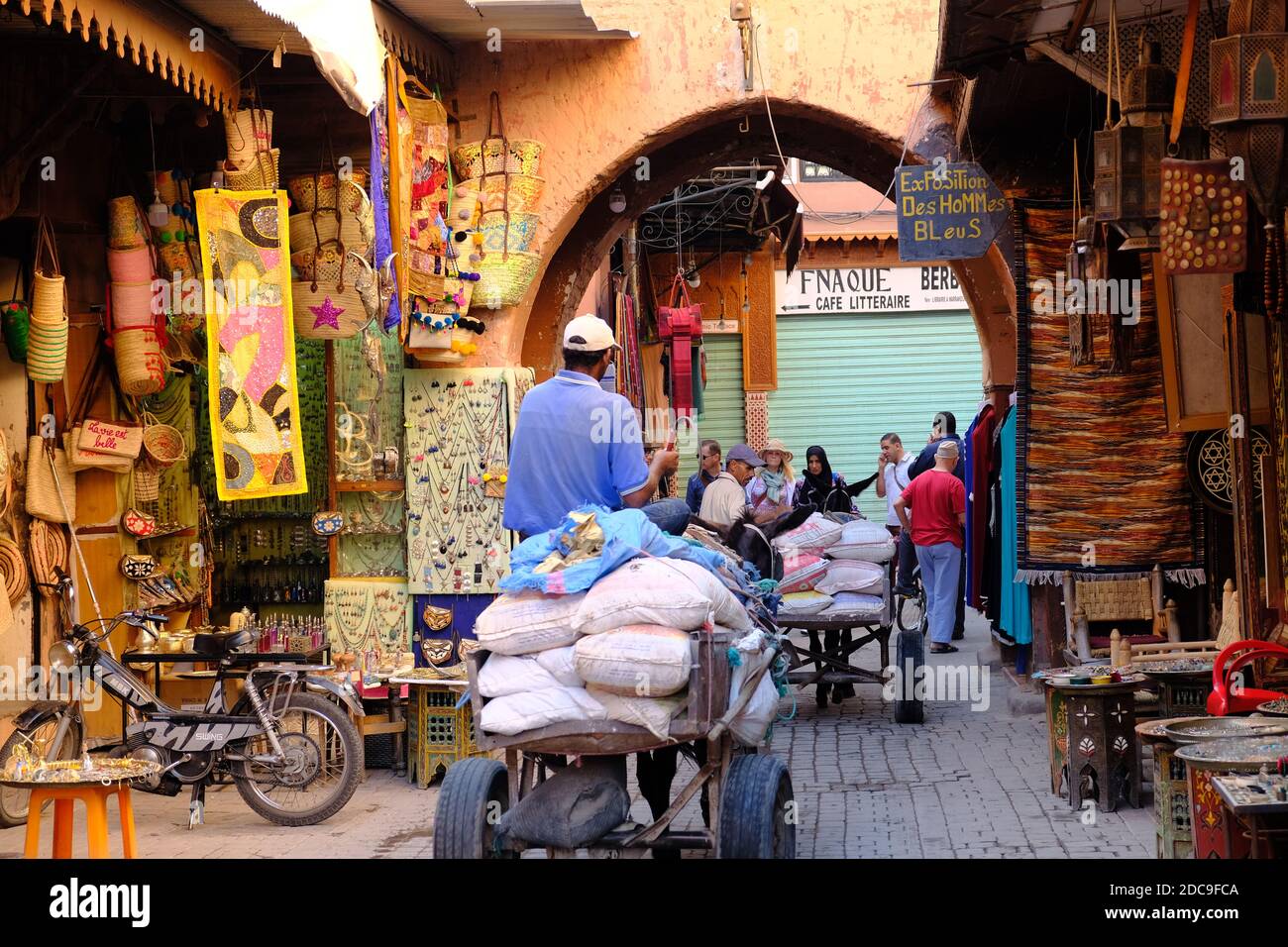 Morocco Marrakesh - Medina Red city with narrow trading streets Stock Photo