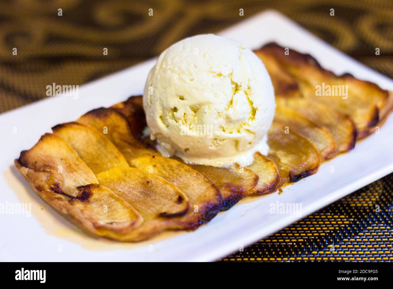 French apple pie ala mode at a cafe in Davao City, Philippines Stock Photo