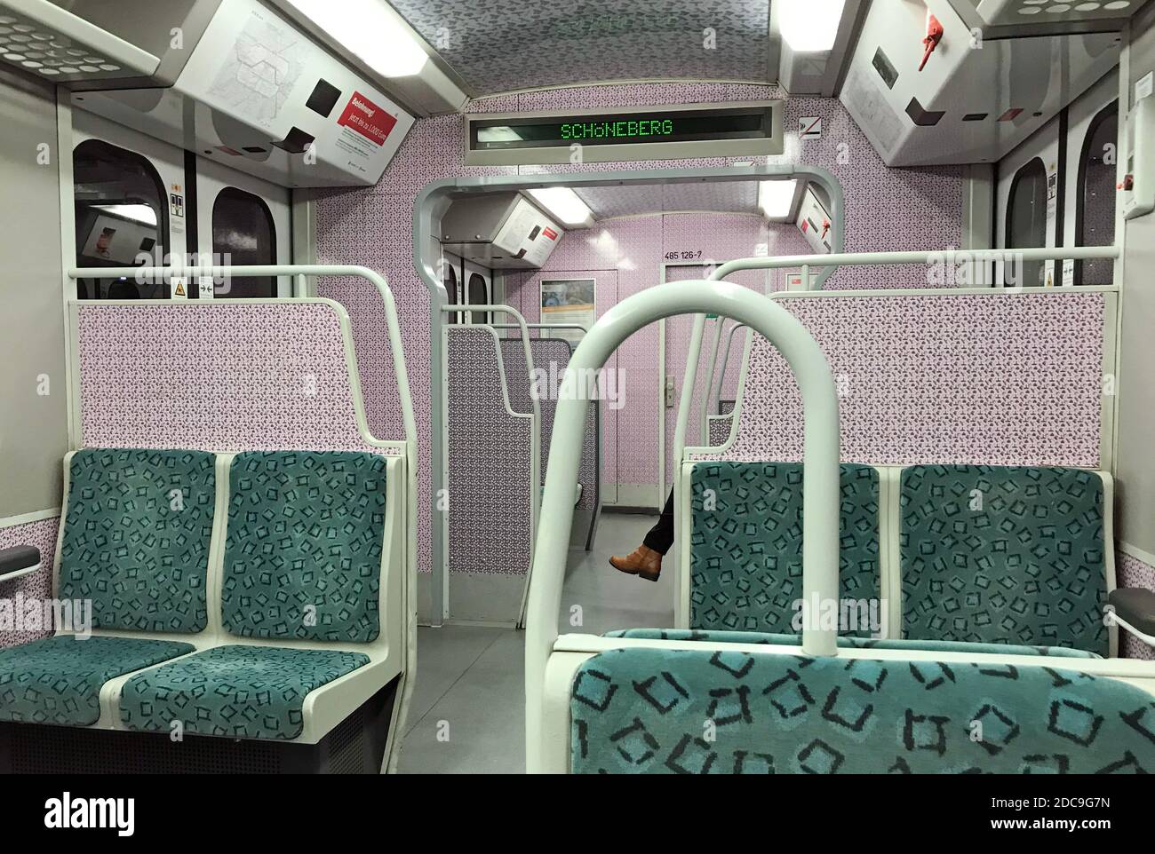 09.01.2019, Berlin, Berlin, Germany - Person sits alone in the S-Bahn. 00S190109D692CAROEX.JPG [MODEL RELEASE: NO, PROPERTY RELEASE: NO (c) caro image Stock Photo