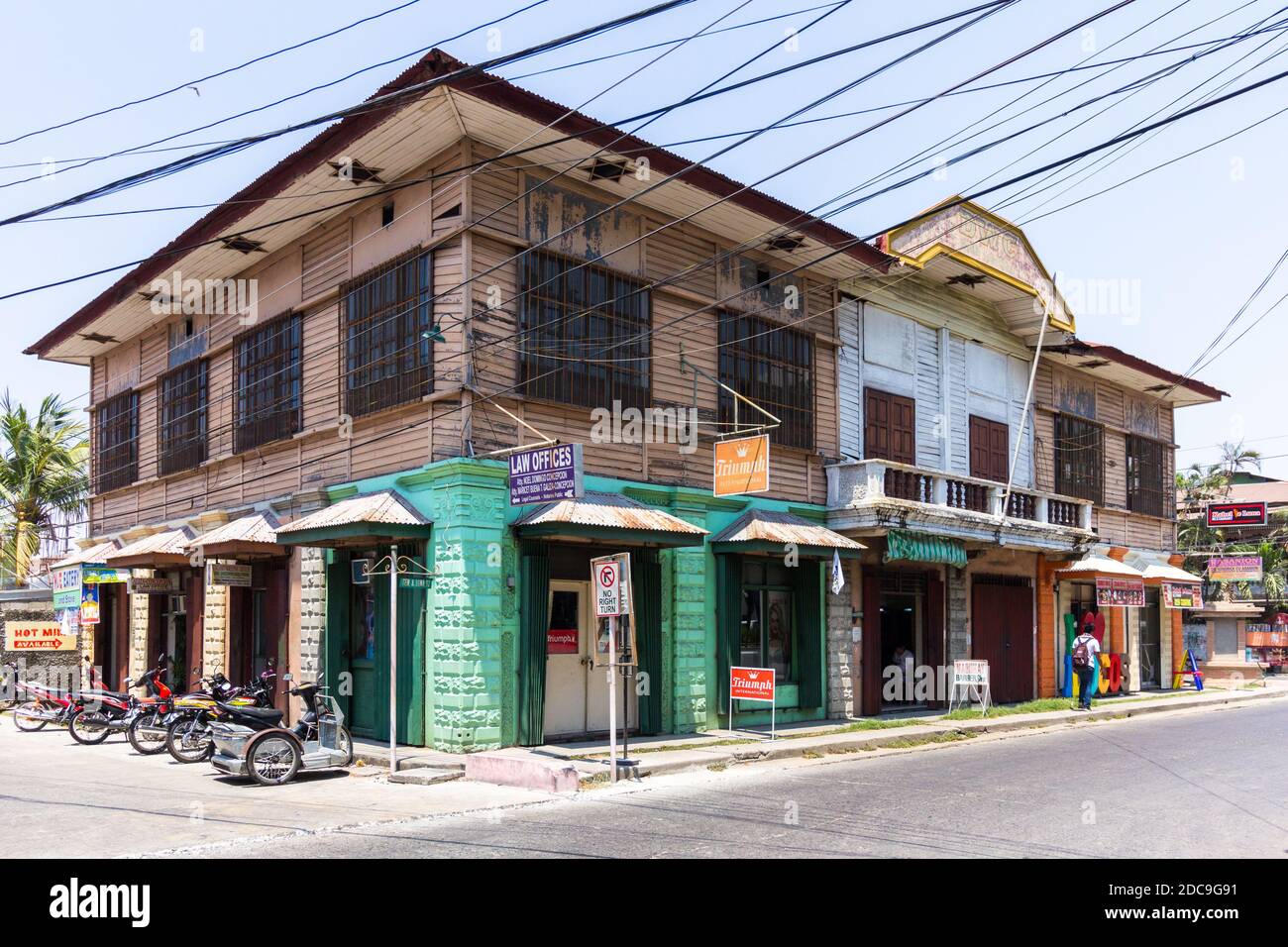 A heritage house with shops at the ground floor in Laoag City, Philippines Stock Photo