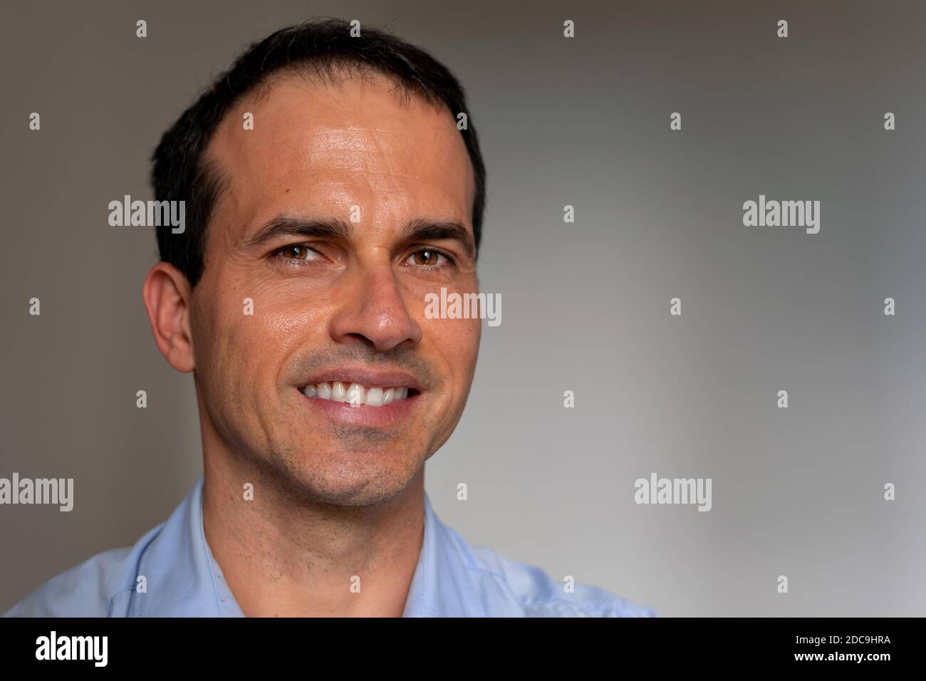 Close-up of a 43-year-old man's face. Stock Photo