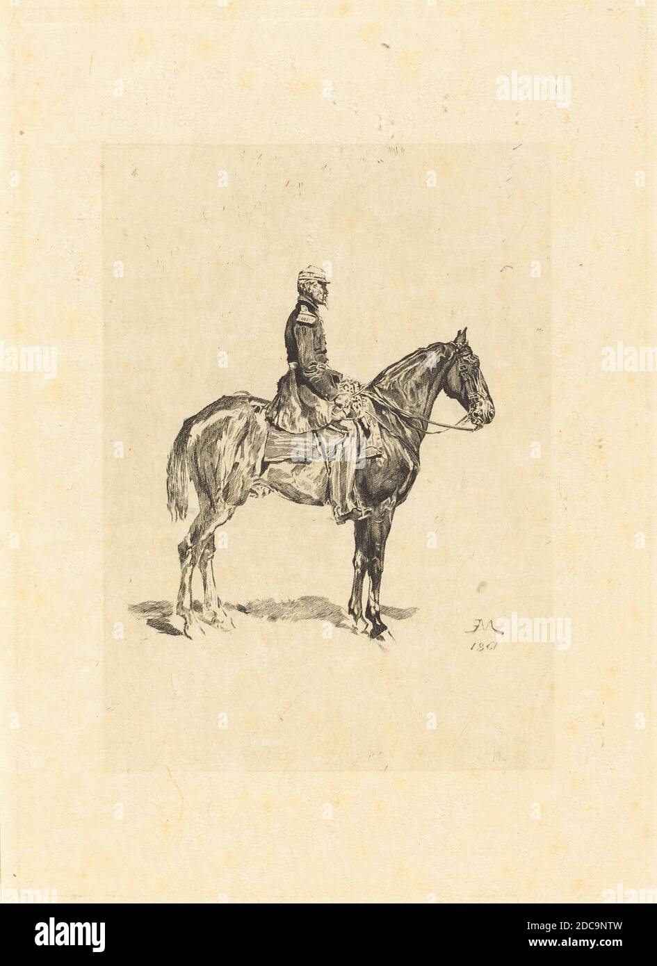 Frederic-Auguste La Guillermie, (artist), French, 1841 - 1934, Jean-Louis-Ernest Meissonier, (artist after), French, 1815 - 1891, Horseman, 1861, etching Stock Photo