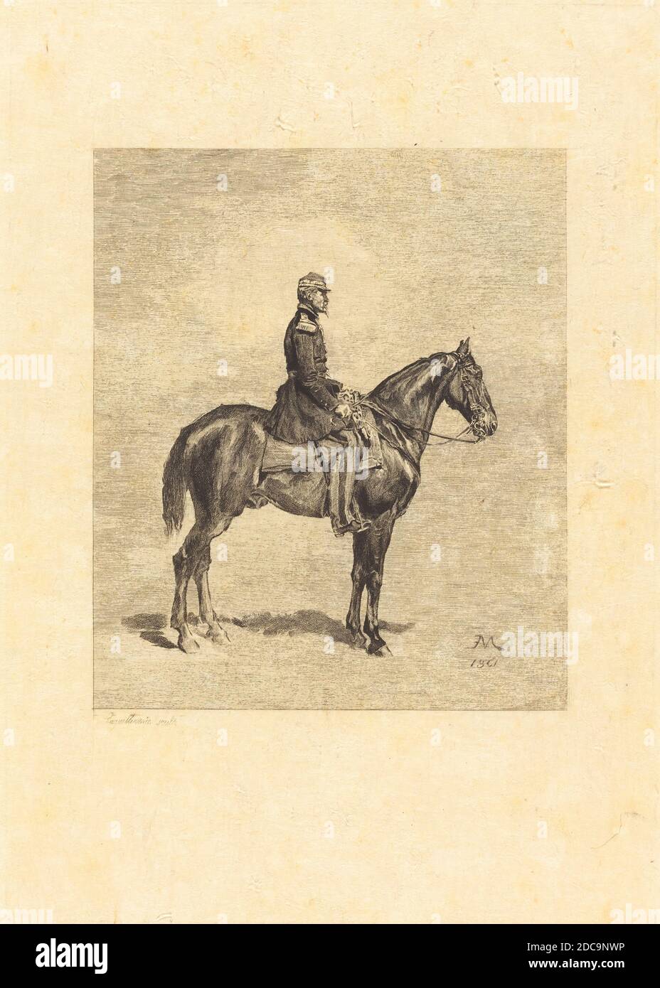 Frederic-Auguste La Guillermie, (artist), French, 1841 - 1934, Jean-Louis-Ernest Meissonier, (artist after), French, 1815 - 1891, Horseman, 1861, etching Stock Photo