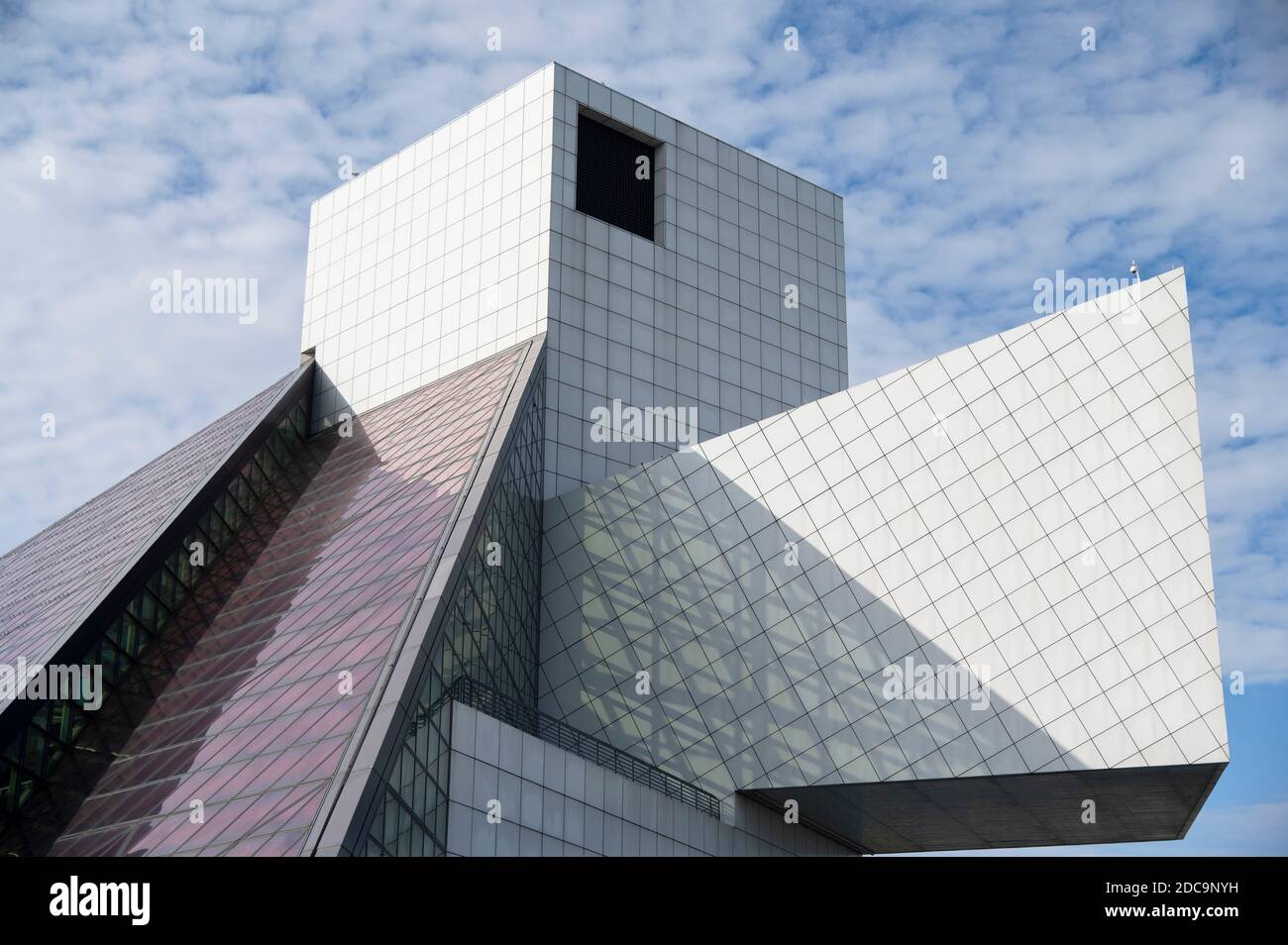 Rock and Roll Hall of Fame building done by architect I. M. Pei Stock Photo