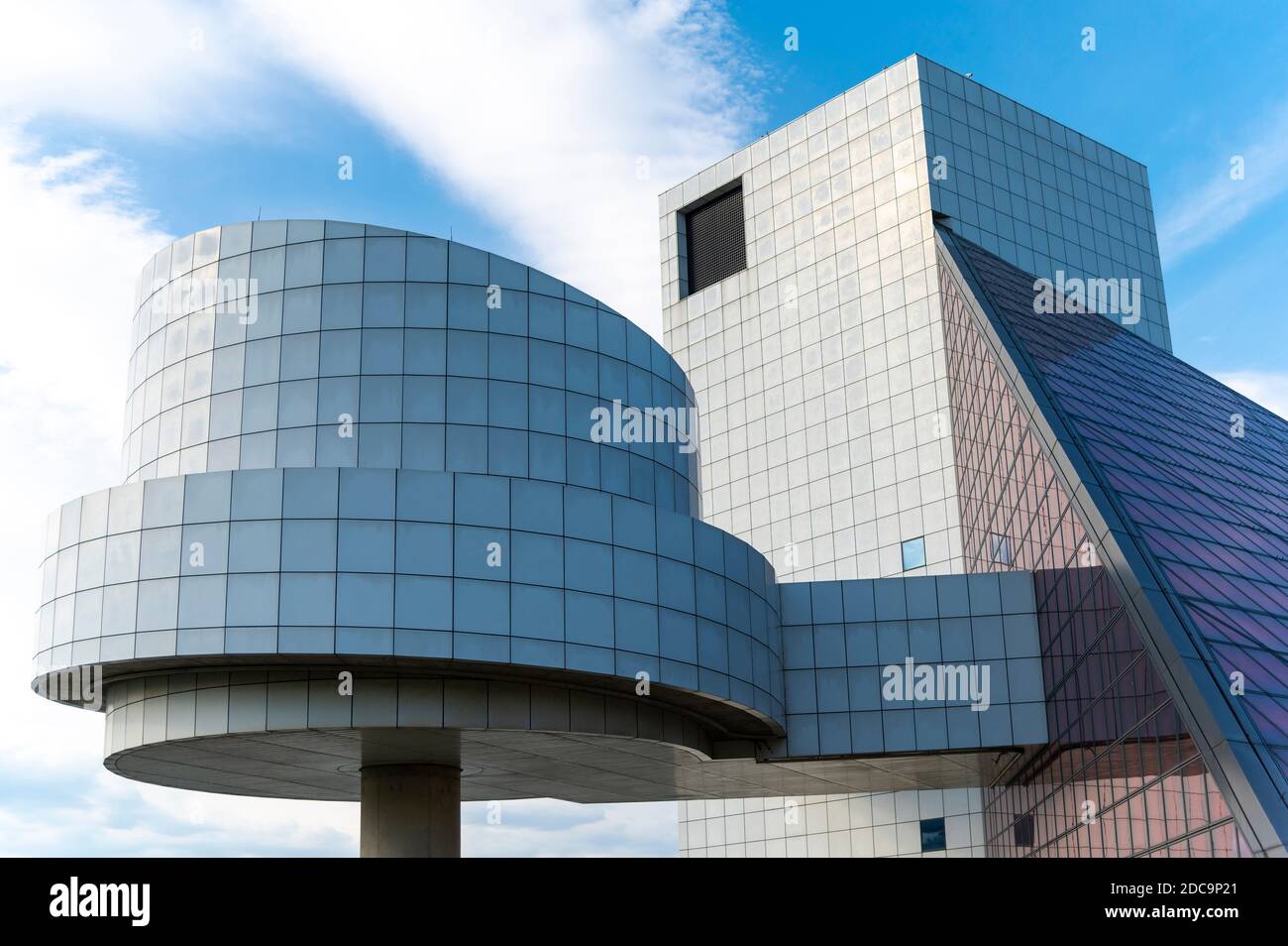Rock and Roll Hall of Fame building done by architect I. M. Pei Stock Photo