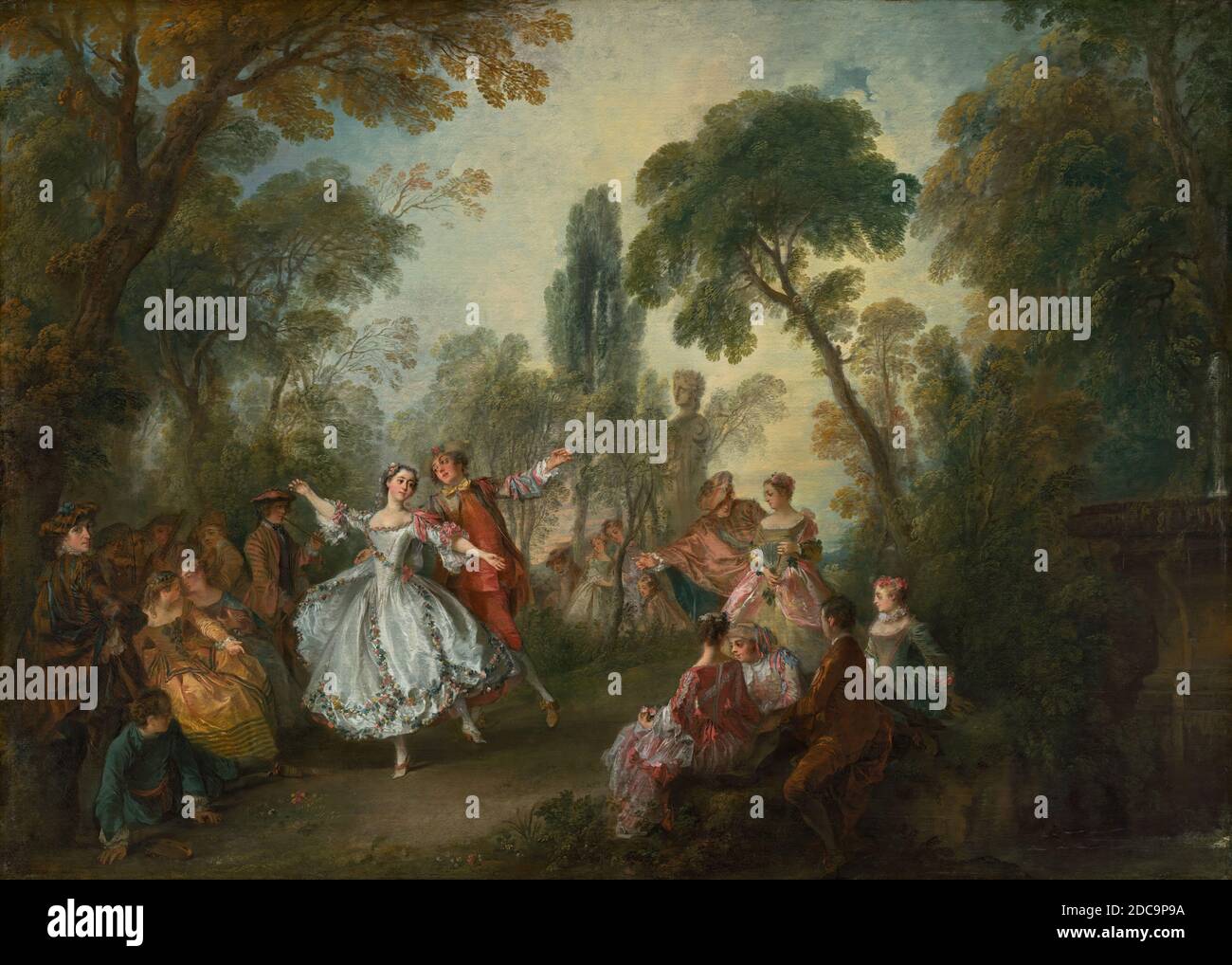 Nicolas Lancret, (artist), French, 1690 - 1743, La Camargo Dancing, c. 1730, oil on canvas, overall: 76.2 x 106.7 cm (30 x 42 in.), framed: 107.3 x 135.9 x 9.2 cm (42 1/4 x 53 1/2 x 3 5/8 in Stock Photo