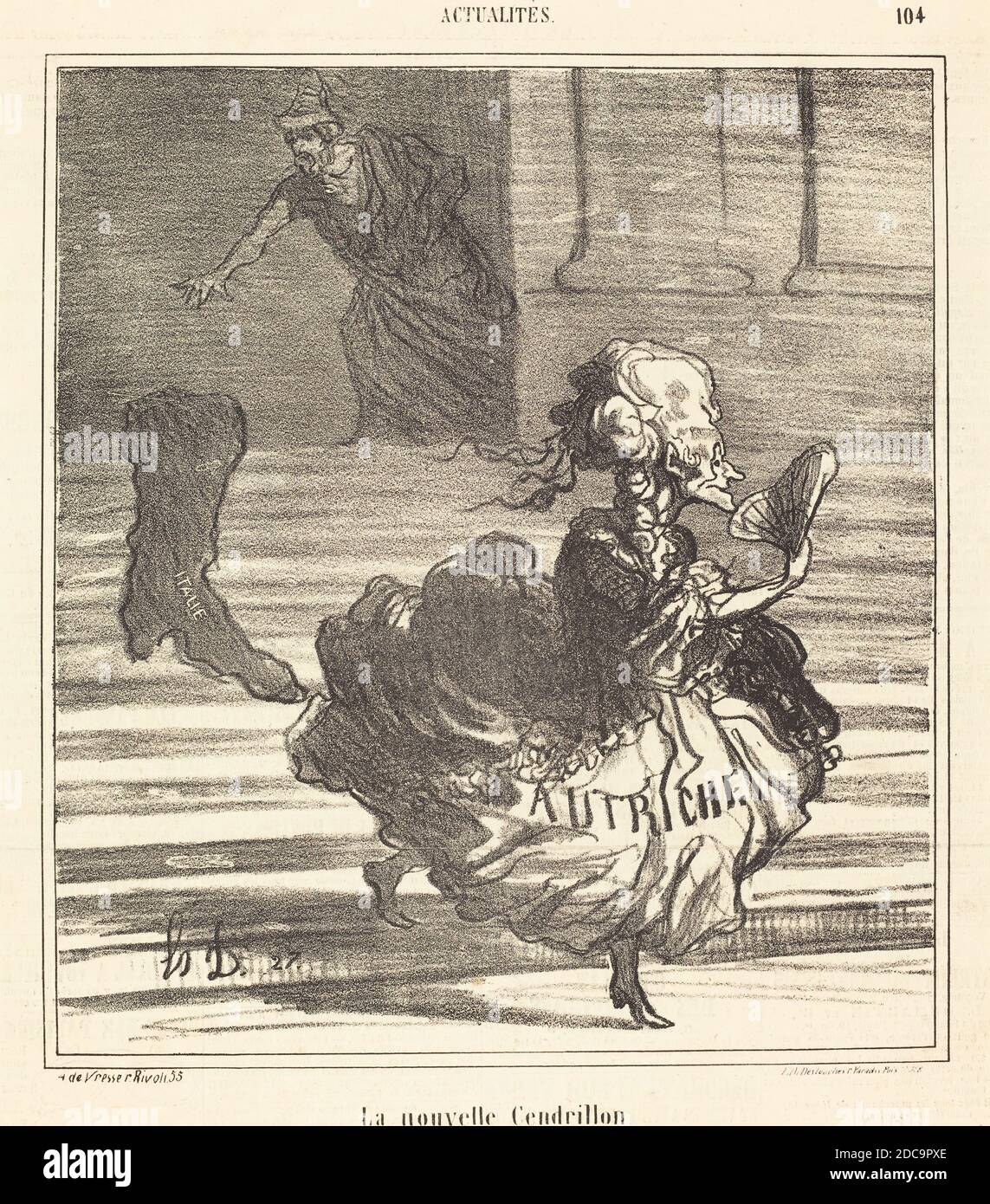 Honoré Daumier, (artist), French, 1808 - 1879, La Nouvelle Cendrillon, Actualités, (series), 1866, lithograph on newsprint Stock Photo