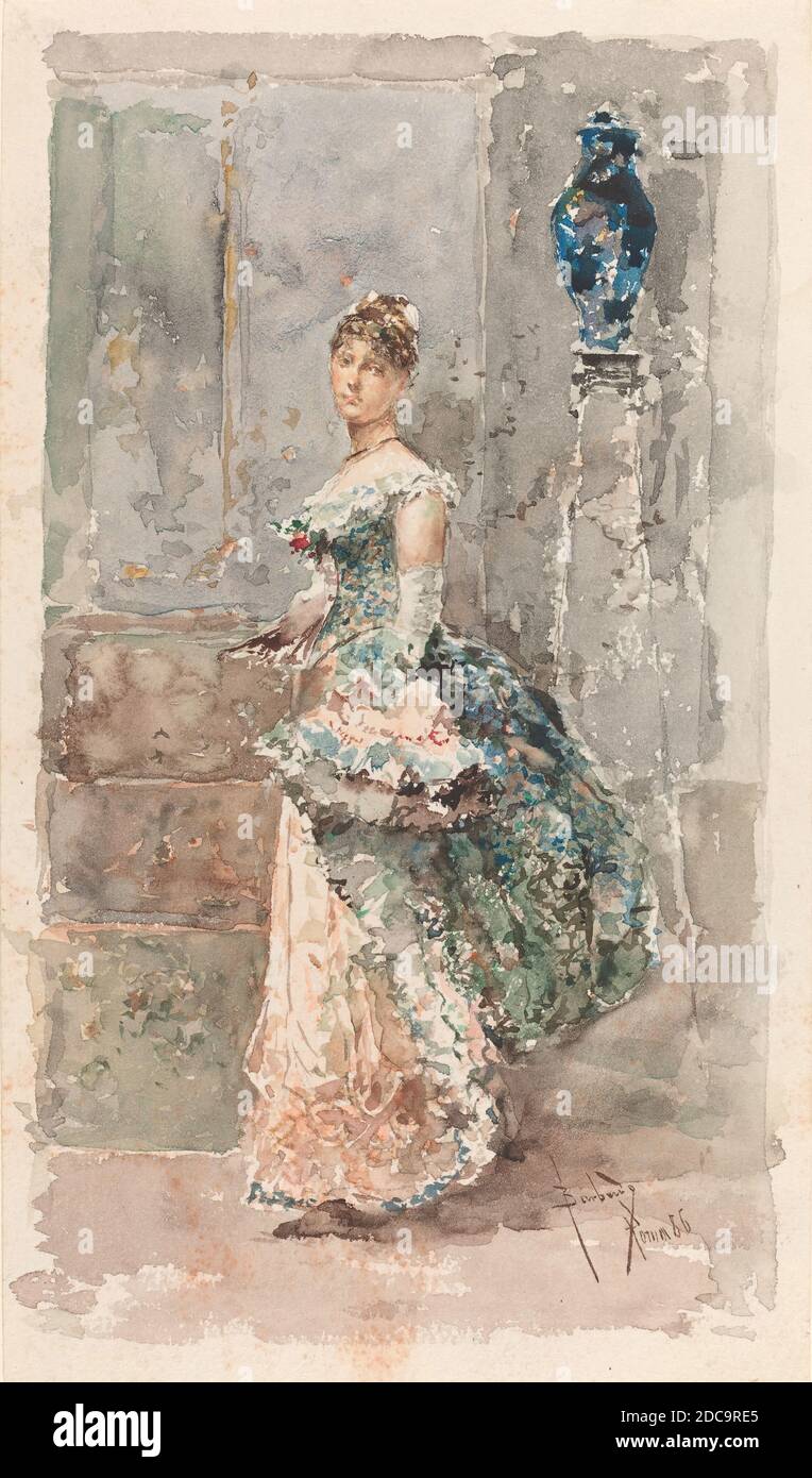 Salvador Barbudo Sanchez, (artist), Spanish, 1857 - 1917, Lady in Formal Dress, 1886, watercolor over graphite on wove paper, overall: 28.7 x 17 cm (11 5/16 x 6 11/16 in Stock Photo - Alamy Salvador Barbudo Sanchez, (artist), Spanish, 1857 - 1917, Lady in Formal Dress, 1886, watercolor over graphite on wove paper, overall: 28.7 x 17 cm (11 5/16 x 6 11/16 in Stock Photo - Alamy