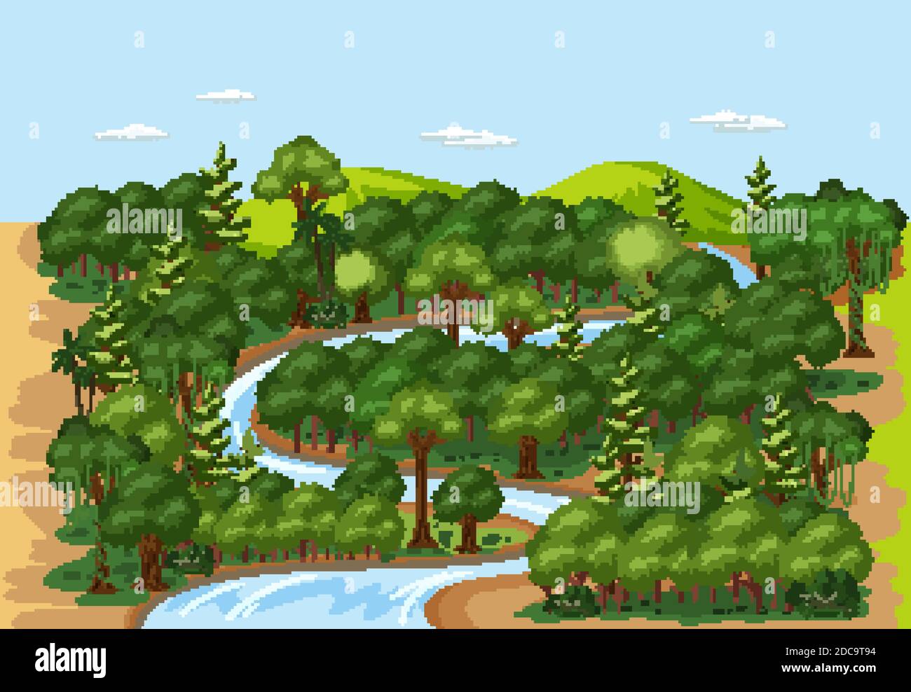 Forest nature landscape scene illustration Stock Vector Image & Art - Alamy