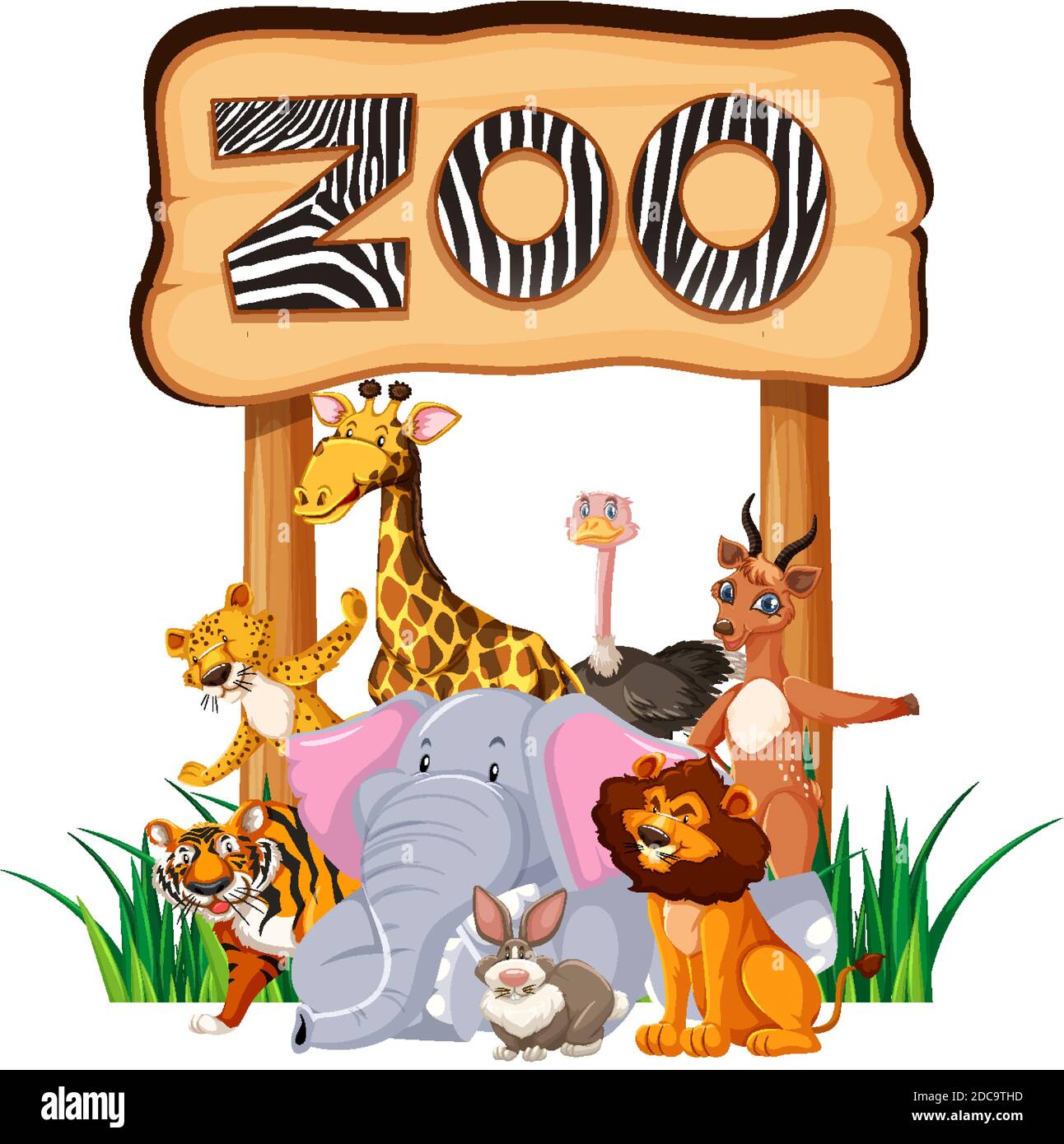 Zoo animals at the entrance sign illustration Stock Vector Image & Art -  Alamy