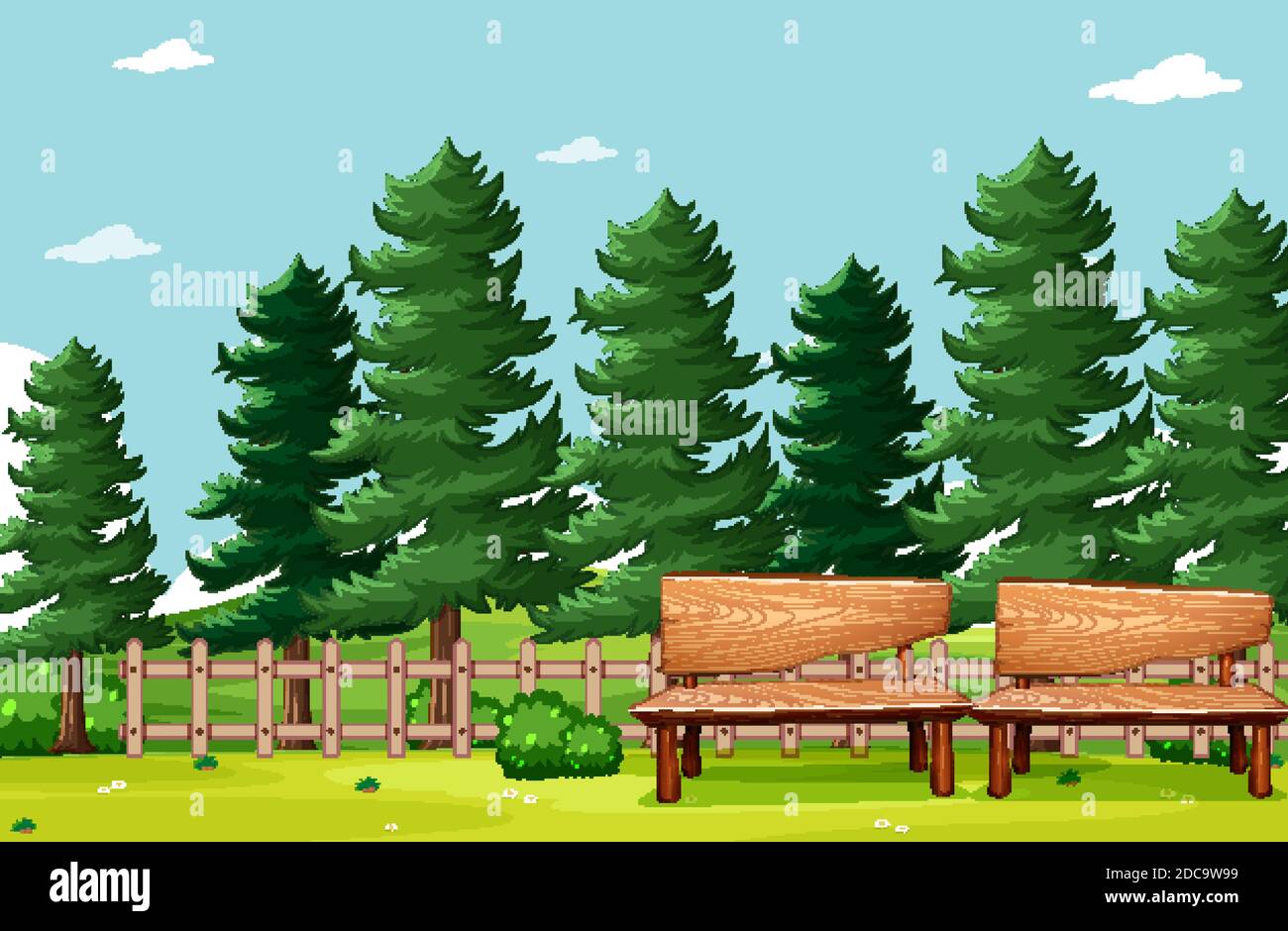 Nature park picnic empty scene illustration Stock Vector