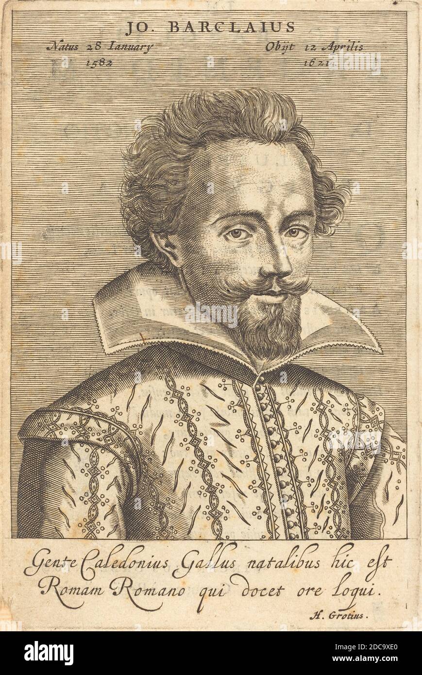 Claude Mellan, (artist), French, 1598 - 1688, Daniel Dumonstier, (artist after), French, 1574 - 1646, John Barclay, published 1623, engraving, plate: 15 × 10 cm (5 7/8 × 3 15/16 in Stock Photo