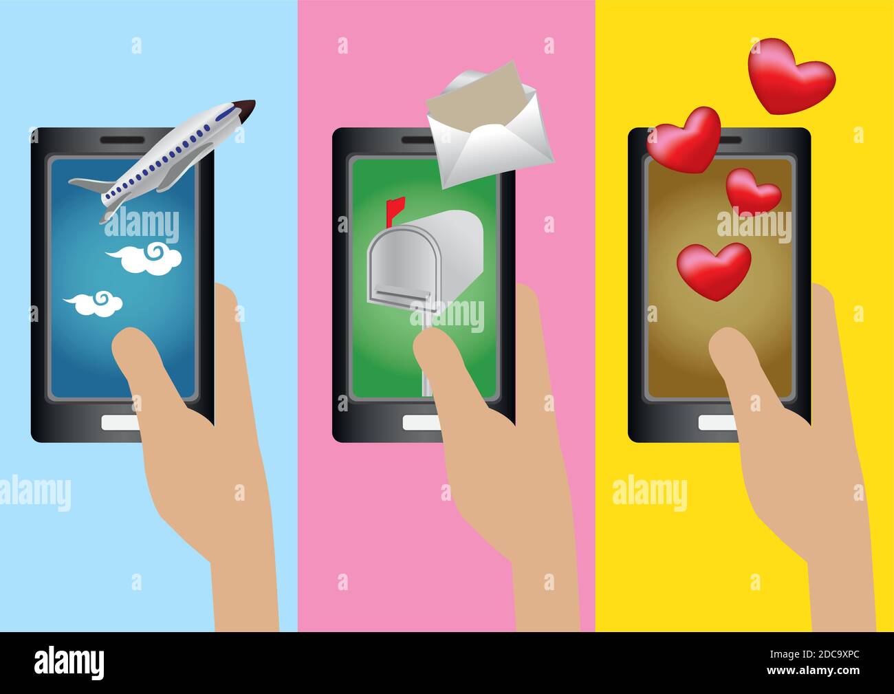 Set Of Three Vector Cartoon Illustration Of Left Hand Holding Handphone With Images Of Application Softwares Coming Out Of Touch Screen Stock Vector Image Art Alamy Set Of Three Vector Cartoon Illustration Of Left Hand Holding Handphone With Images Of Application Softwares Coming Out Of Touch Screen Stock Vector Image Art Alamy