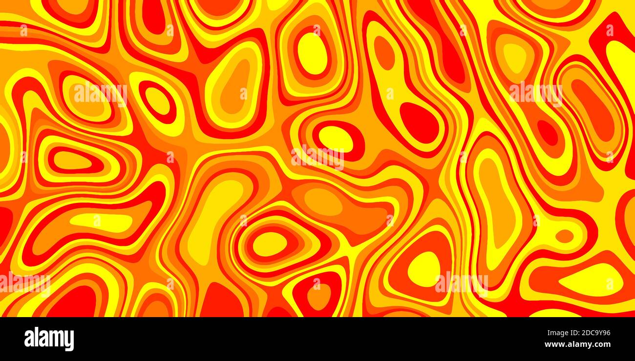 Abstract orange and red wavy background with curve lines Stock Vector