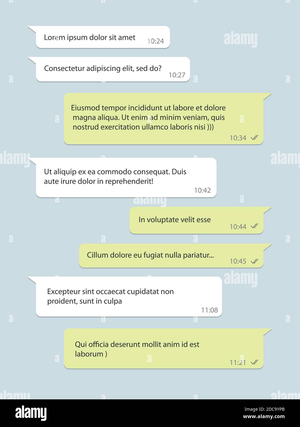 Social network chat window, vector speech bubble with text Stock Vector
