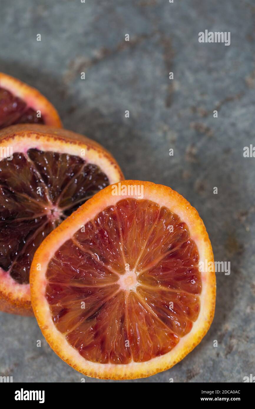 Sliced blood orange fruit. Stock Photo