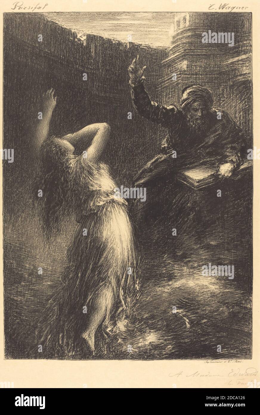 Henri Fantin-Latour, (artist), French, 1836 - 1904, Evocation of Kundry (2nd plate), Wagner's 'Parsifal', (series), 1883, lithograph Stock Photo