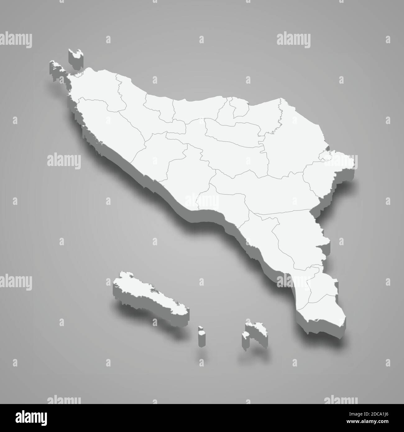 3d isometric map of Aceh is a province of Indonesia, vector ...