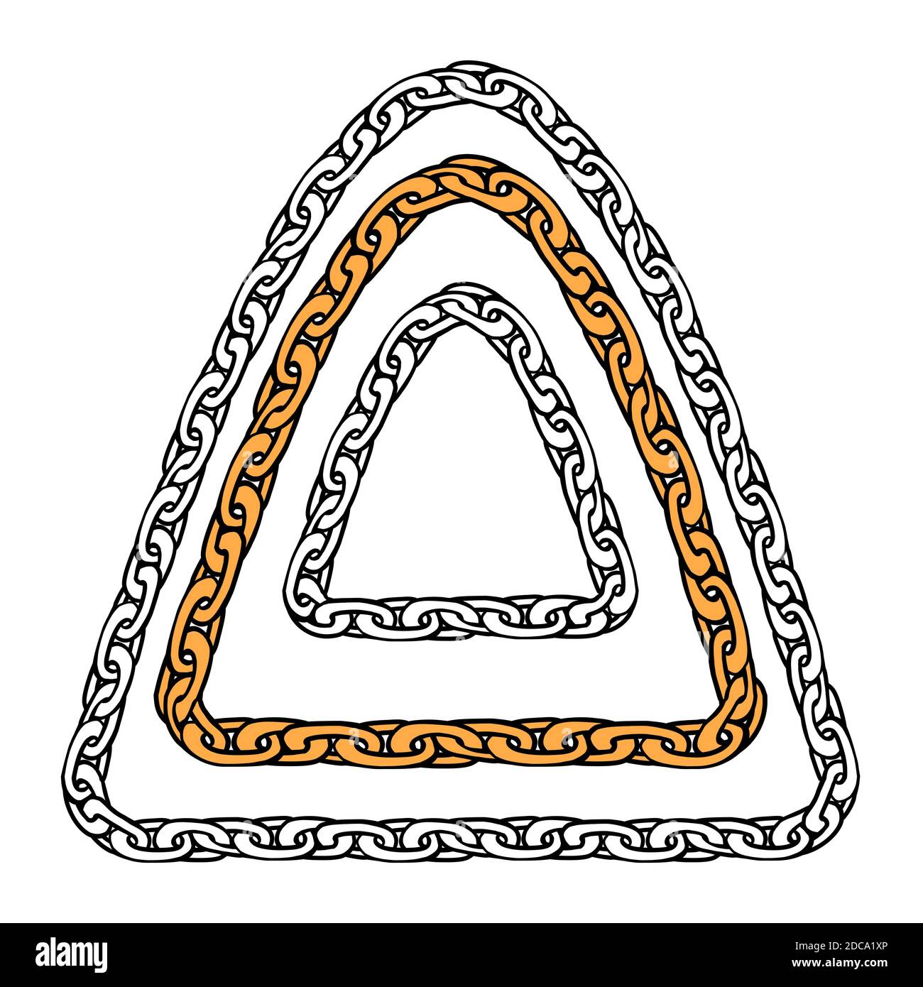 Set of contour chains of triangle shape. The object is separate from the  background. Bracelet and necklace. Outline vector element for greeting  cards Stock Vector Image & Art - Alamy