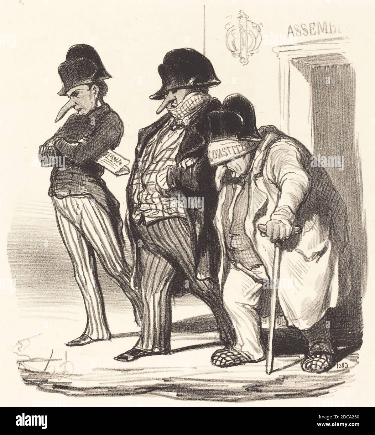 Honoré Daumier, (artist), French, 1808 - 1879, Les Journaux Napoléoniens sortant de l'Assemblée Nationale..., Actualités, (series), 1848, lithograph Stock Photo