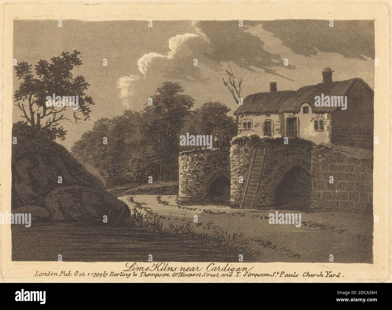 British 18th Century, (artist), Lime Kilns near Cardigan, 1797, aquatint Stock Photo