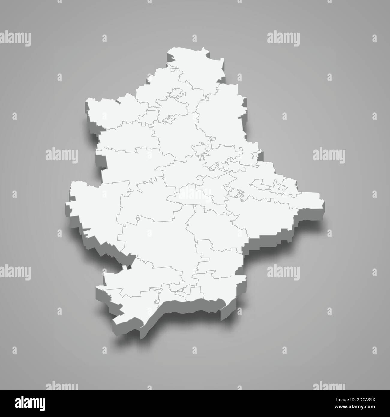 3d isometric map of Donetsk oblast is a region of Ukraine, vector illustration Stock Vector