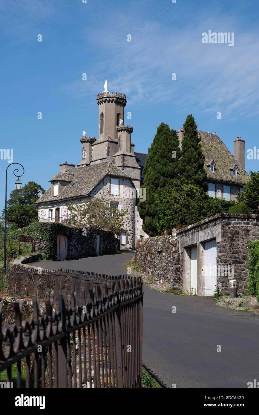Typical Auvergne house architecture in the town of Salers in the Cantal