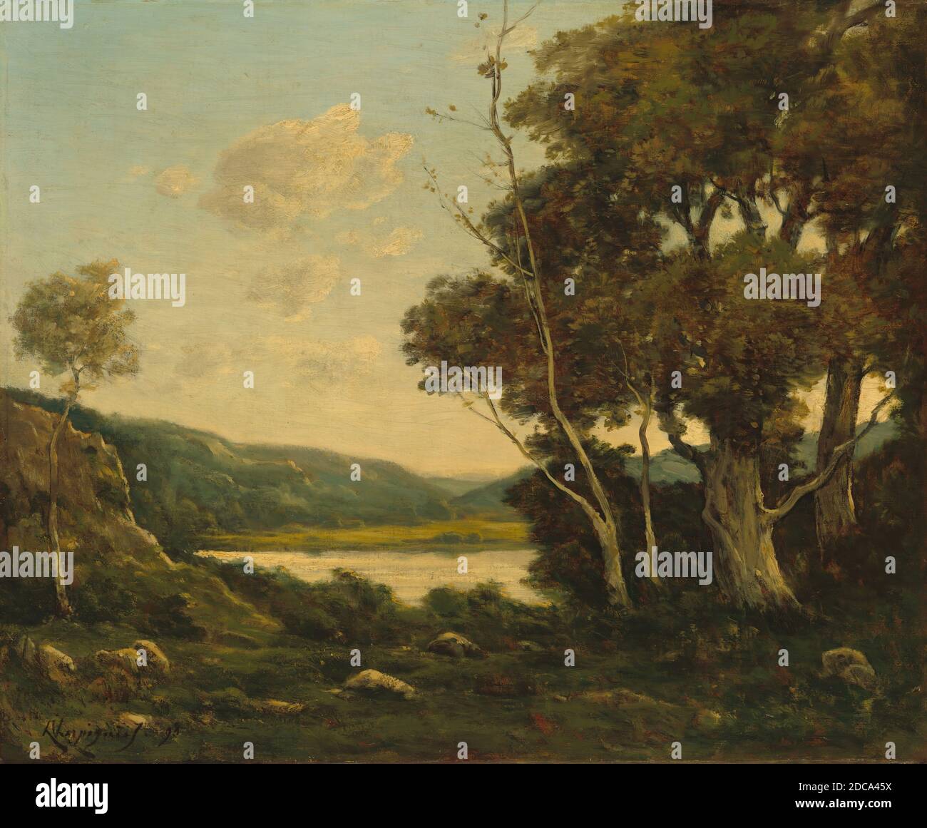Henri-Joseph Harpignies, (artist), French, 1819 - 1916, Landscape, 1898, oil on canvas, overall: 50.2 x 61.6 cm (19 3/4 x 24 1/4 in.), framed: 80.9 x 92.4 x 9.5 cm (31 7/8 x 36 3/8 x 3 3/4 in Stock Photo