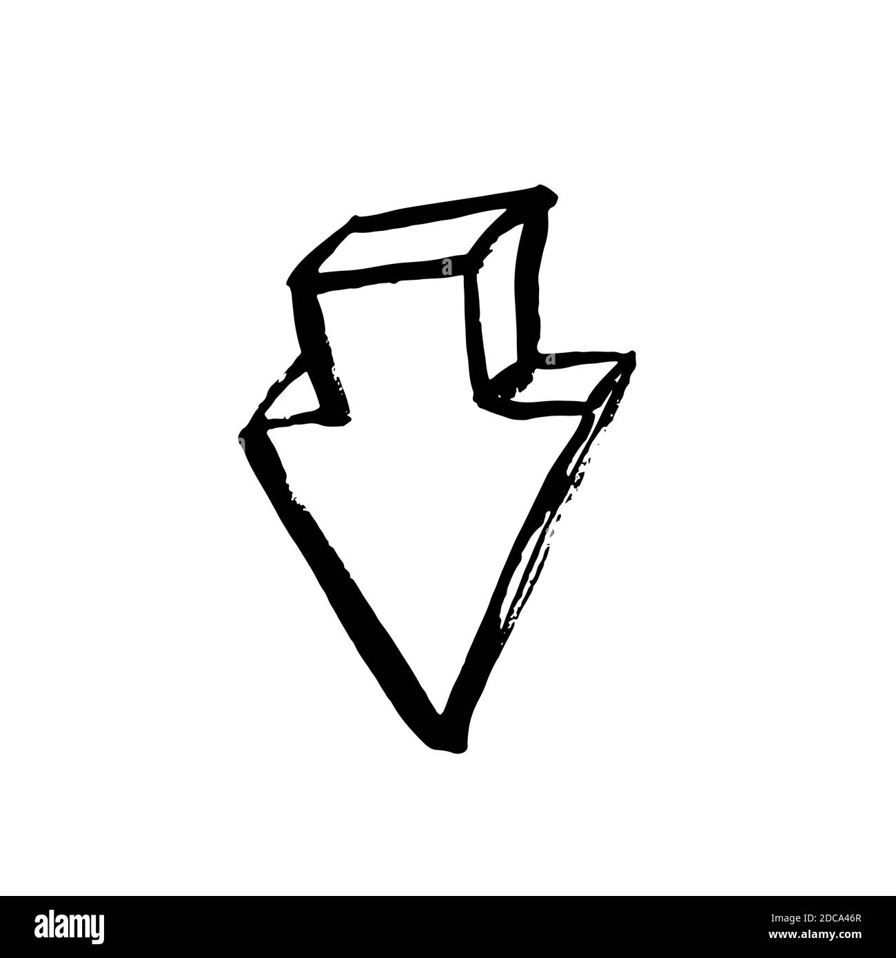 Dry brush down arrow icon. Vector illustration. Stock Vector
