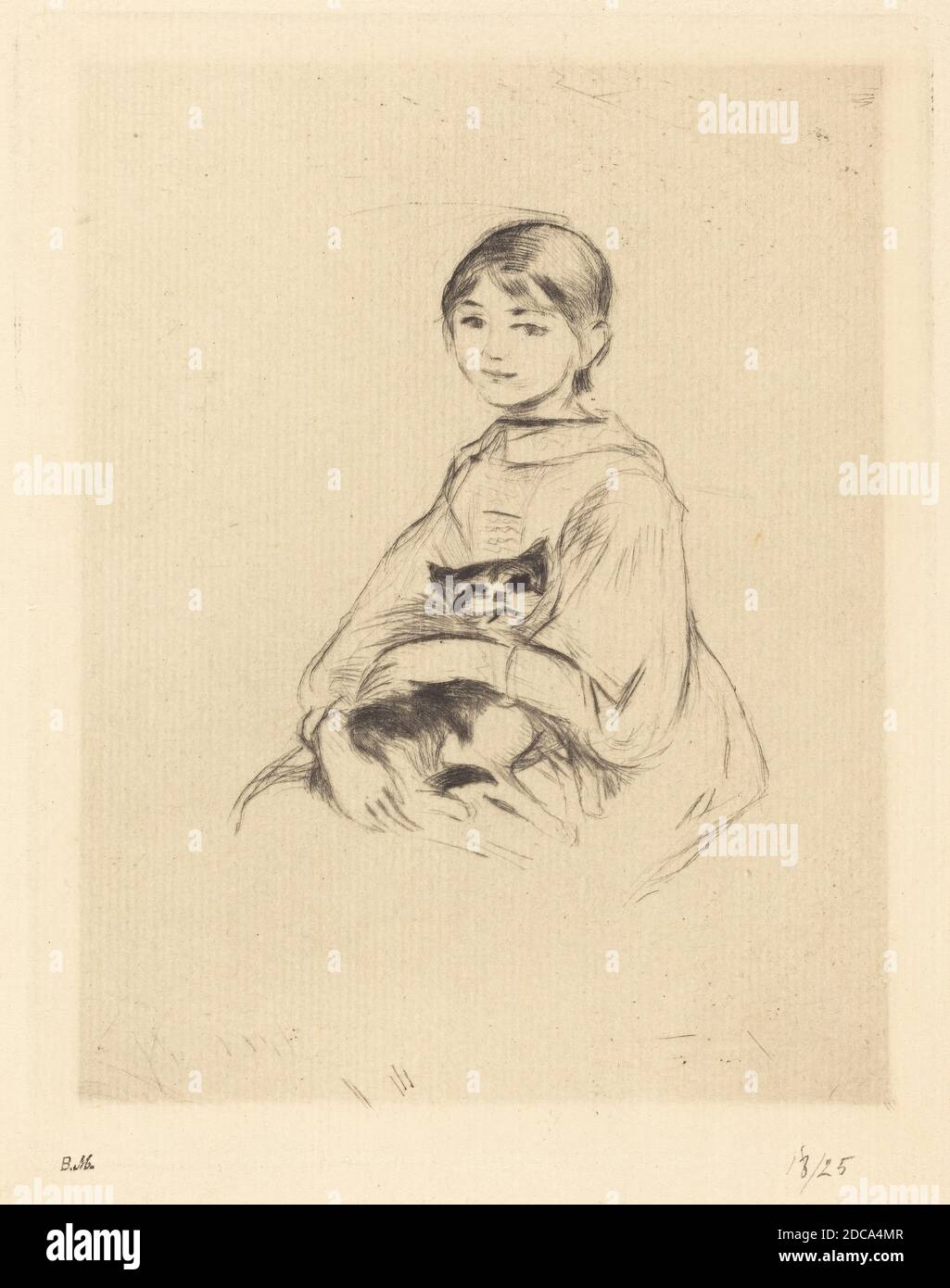 Berthe Morisot, (artist), French, 1841 - 1895, Little Girl with Cat ...