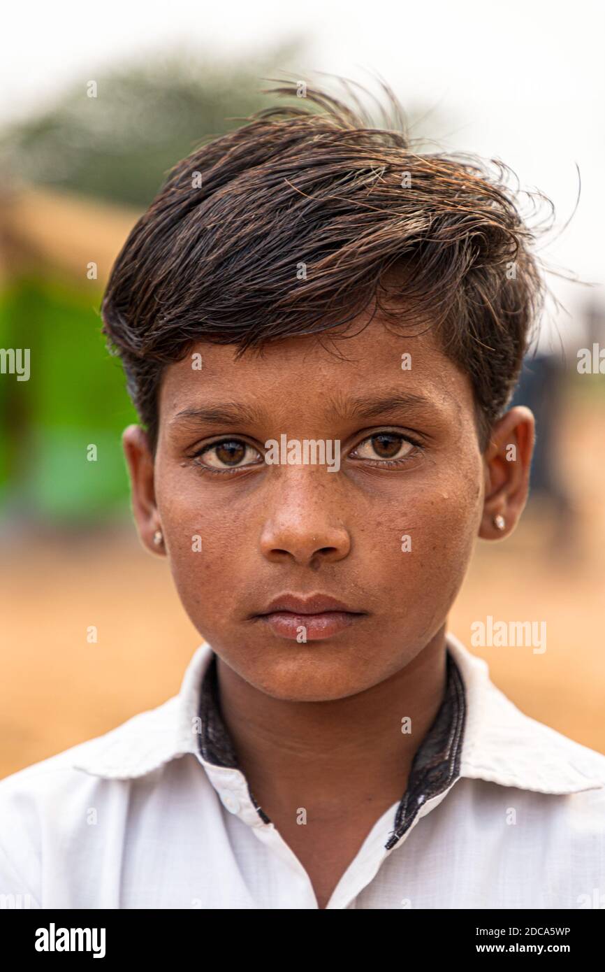 faces of pushkar,faces of rajasthan,portrait of a boy Stock Photo - Alamy