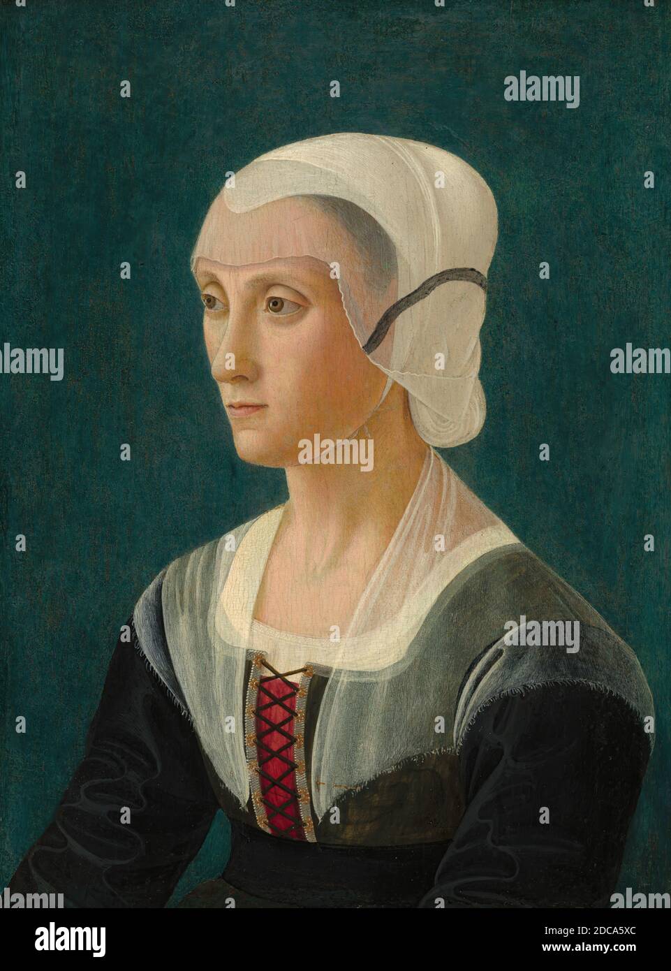 Domenico Ghirlandaio, (painter), Florentine, 1449 - 1494, Lucrezia Tornabuoni, c. 1475, tempera and oil on poplar panel, overall: 53.3 x 39.9 cm (21 x 15 11/16 in.), framed: 73.3 x 59.7 x 6.4 cm (28 7/8 x 23 1/2 x 2 1/2 in Stock Photo