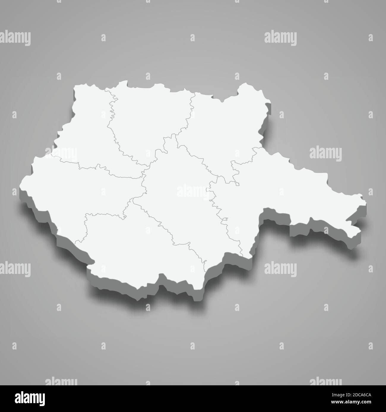 3d isometric map of South Bohemia is a region of Czech Republic, vector ...