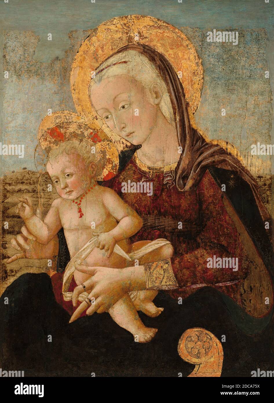 Pier Francesco Fiorentino, (painter), Florentine, 1444/1445 - after 1497, Madonna and Child, c. 1475, tempera on panel transferred to canvas, overall: 79.5 x 60 cm (31 5/16 x 23 5/8 in Stock Photo