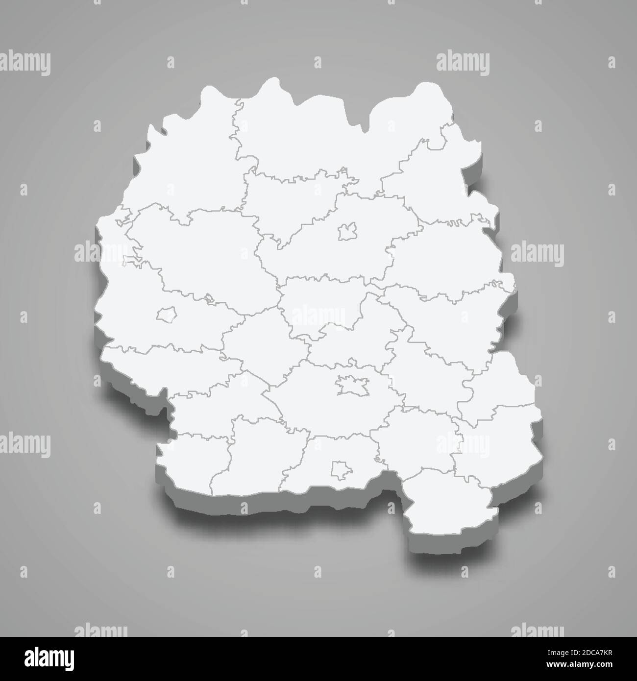 3d isometric map of Zhytomyr oblast is a region of Ukraine, vector illustration Stock Vector