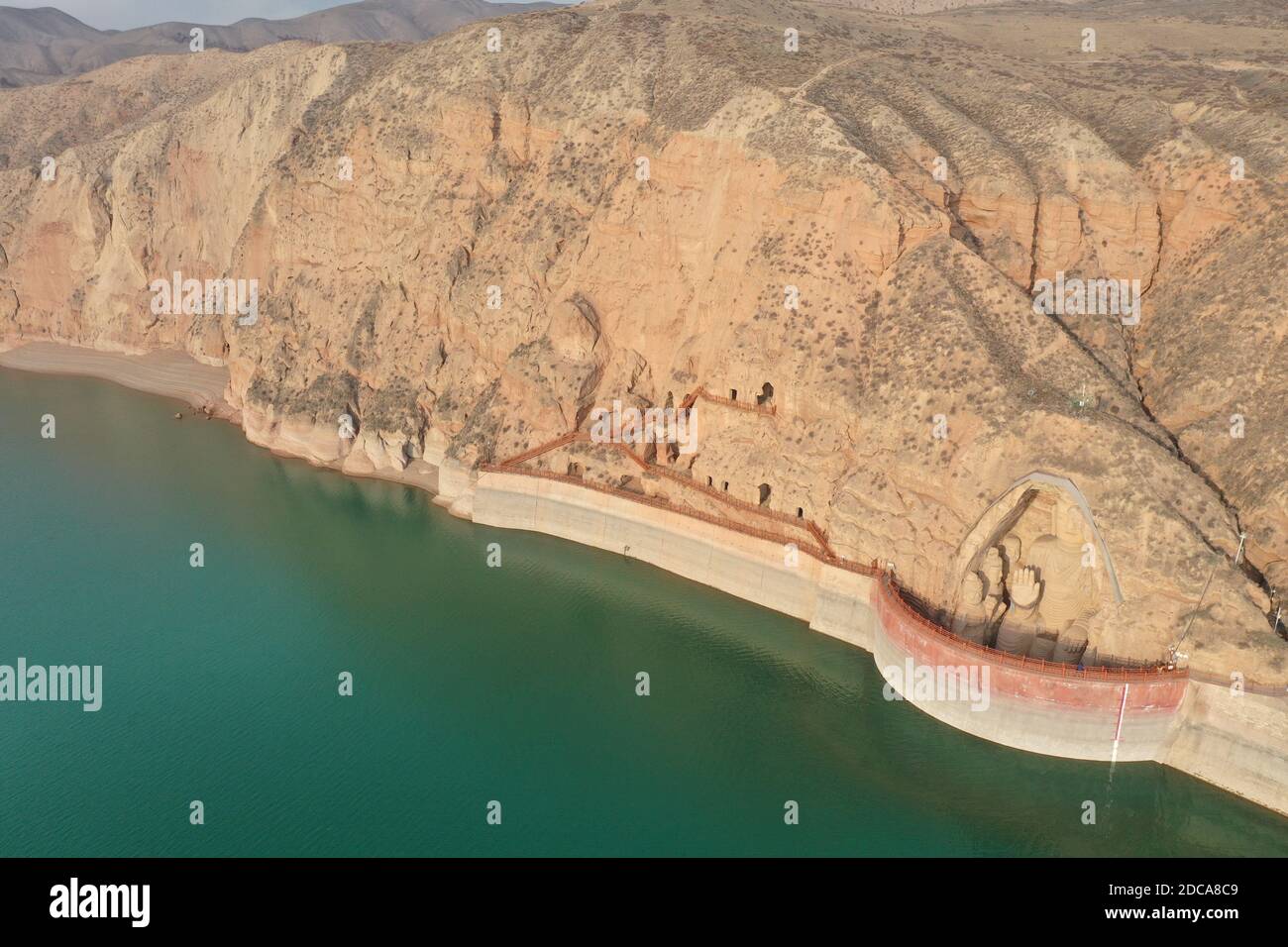 Wuwei. 19th Nov, 2020. Aerial photo taken on Nov. 19, 2020 shows the view of Tiantishan Grottoes in Wuwei City, northwest China's Gansu Province. Tiantishan Grottoes are believed to be built as early as 1,600 years ago. Credit: Du Zheyu/Xinhua/Alamy Live News Stock Photo