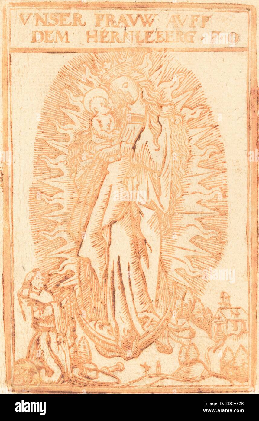 German 17th Century, (artist), Madonna of the Hernleberg, 1626, woodcut in orange Stock Photo