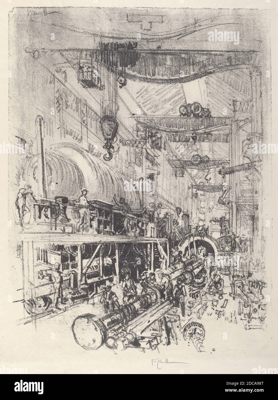 Joseph Pennell, (artist), American, 1857 - 1926, Making a Turbine Engine, American War Work, (series), 1917, lithograph Stock Photo